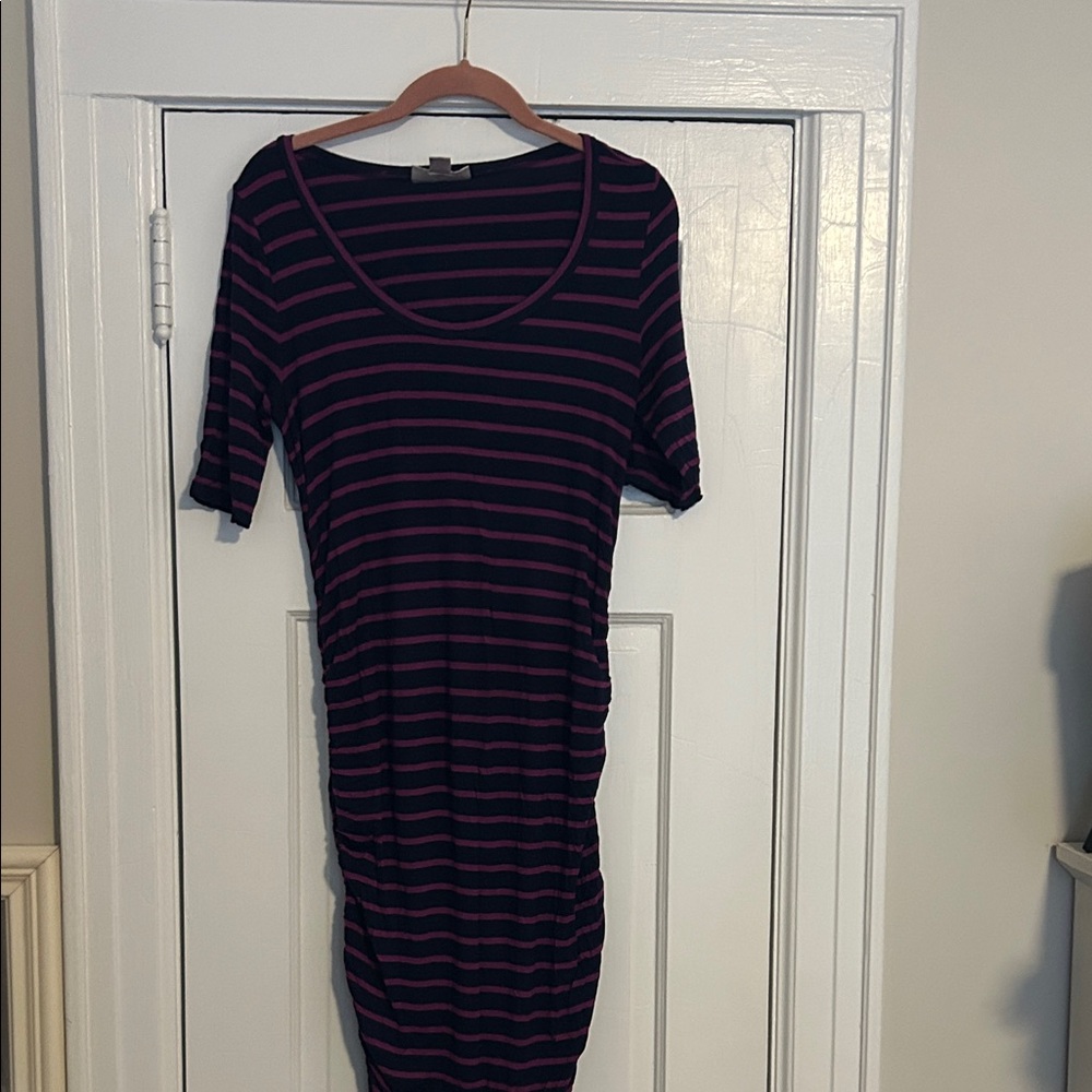 Motherhood Navy and Pink Striped Dress